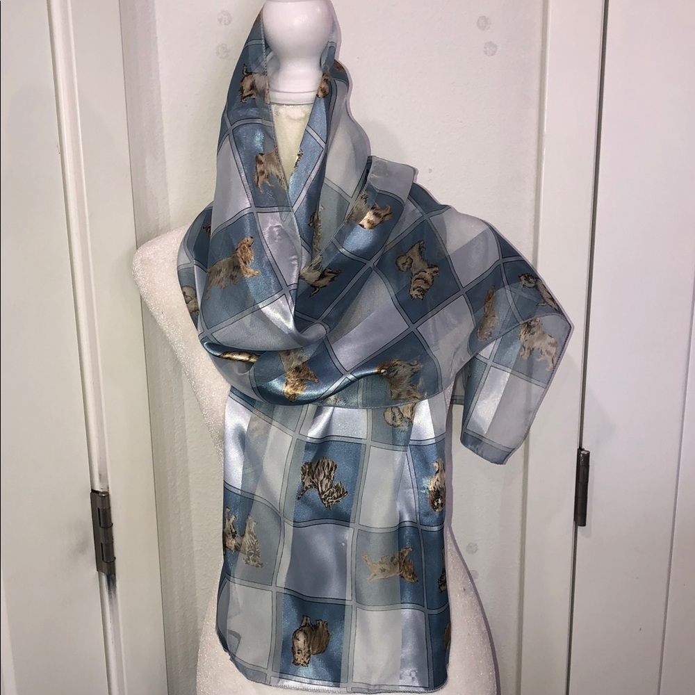 Blue Dog  Print Scarf soft satiny feel